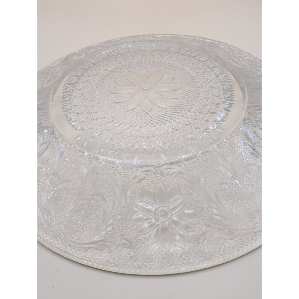 Anchor Hocking Sandwich Glass Dinner Plate Clear Floral Pattern Vintage - Picture 6 of 6